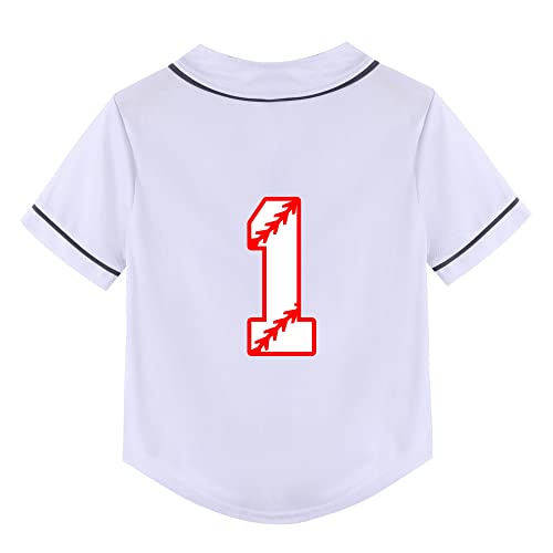 Mowbeat Baby Baseball Jersey 1 Year Old Birthday Shirt Short Sleeve Button Tee 1st Infant Toddler T Shirt3