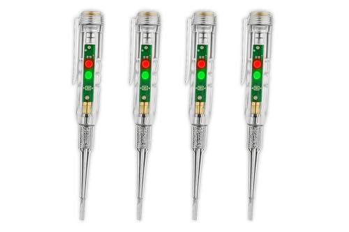 Electrical Current Pen 70-250V AC Voltage Non-Contact Power Detector Pen Line Fault Plug Tester Electrical Circuit for Wiring Issues LED Indicator Built in Screwdriver (Pack - 4pcs)