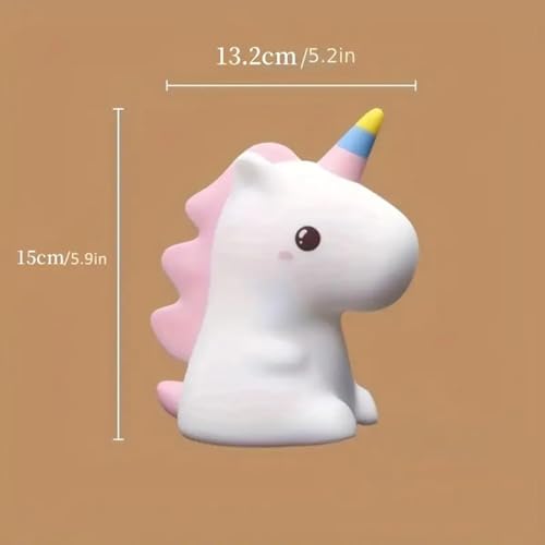 Image of Silicone Unicorn Night Light for Kids - Rechargeable LED Bedside Lamp with 7 Color Changing Modes, Soft Cute Unicorn Lamp for Baby Bedroom, Nursery & Gift