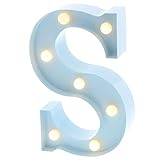 Barnyard Designs Metal Marquee Letter S Light Up Wall Initial Nursery Letter, Home and Event Decoration 9” (Baby Blue)