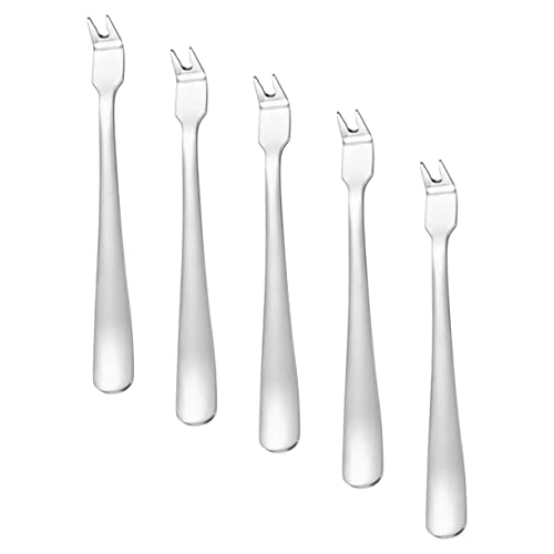 GRIRIW 5Pcs Portable Stainless Steel Barbecue Forks for Camping Ergonomic Meat Forks for Outdoor Grilling and Easy to Carry Bbq Utensils for Picnics and Cookouts