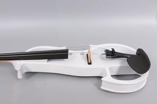 Image of Vetimobato Electric Violin 4 /4 Full Size Solid Wood Silent Violin Set for Adults Beginner Practice Electric Fiddle with Ebony Fittings Hard Case & Bow(4 String White)