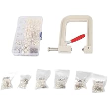 Jwthee Pearl Handmade Setting Machine, Pearl Beads Hand Press Pearl Setting Tool, Beads Rivet Fixing Machine with Round Pearl Beads Rivet Studs and Nailheads Spots Studs Kit