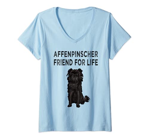 Womens Affenpinscher Friend For Life Dog Friendship V-Neck T-Shirt, Blue