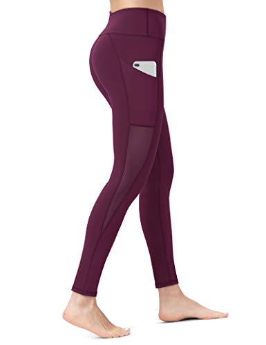 ALONG FIT Femme Legging de Sport Engrener Leggings Pantalon de Compression Collant Taille Haute avec Poches pour Yoga Fitness Gym Workout Jogging Slim Fit Cinabre XS Cover