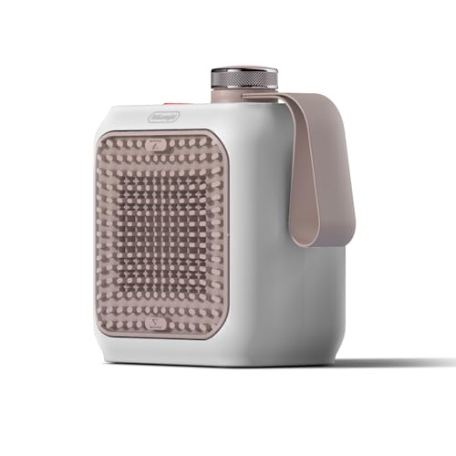 De'Longhi Capsule Desk - Termoventilatore Ceramico Personale, Stufetta elettrica basso consumo, Calore Immediato, Silenzioso, Autospegnimento se ribaltato, 360W, Rosa (HFX10B03.PK)