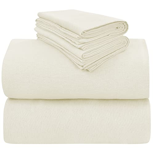 LAMANNI Flannel Sheet Set - Soft, Warm, Moisture Wicking - 4 Piece Bedding Set (Ivory, Full)