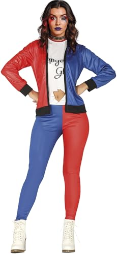 FIESTAS GUIRCA Dangerous Glam Girl - Harlekin-Outfit in Rot, Blau und Weiß Kostüm Erwachsene Damen Größe M 36-38 FIESTAS GUIRCA Dangerous Glam Girl - Harlekin-Outfit in Rot, Blau und Weiß Kostüm Erwachsene Damen Größe M 36-38