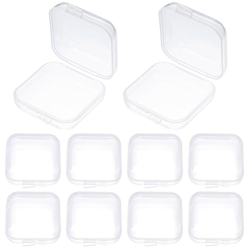 Clofiak 10Pcs Ear Plug Case Mini Plastic Earplug Containers Hinged Lids