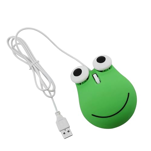 Jectse Cute Animal Frog Shape Mouse, Creative Cartoon USB Wired Optical Mouse for Laptop PC, 2.4Ghz Rechargeable Ergonomic Computer Mouse for Kids Adults Students