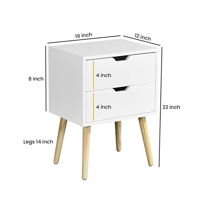 Image of Night Stand,End Table for Bed Nightstand with Drawers, Side Table with Storage, Solid Wood Table Legs,A Shaped Suitable for Small Spaces, Living Room, Bedroom, White (Grey)