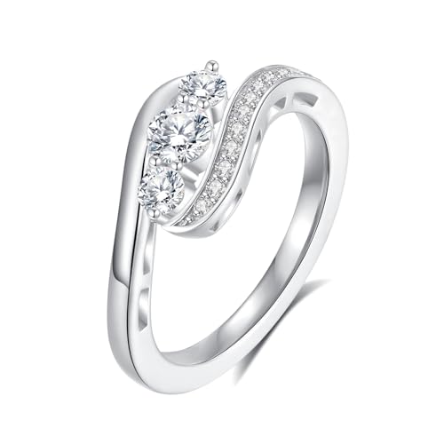 Moissanite Engagement Band Ring For Women Solitaire Ring 18K White Glod Plated S925 Sterling Silver Wedding Jewelry Gift2