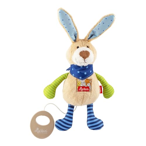 sigikid, Garçon, Peluche Musicale, Lapin, Bleu/Vert, 40356