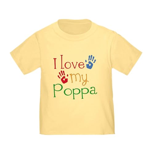 CafePress I Love Poppa Toddler T Shirt Toddler Graphic Tee, 100% Cotton Daffodil Yellow