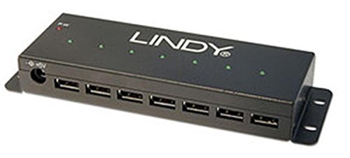 LINDY 7 Port Industrial USB 2.0 Hub, Metal (42794)