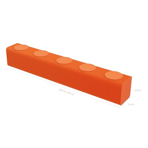 Image of Rectangle Ottoman - Folding Bench Rest for Bedroom & Entryway, Collapsible Stool with Pad, Portable Stool & Square Ottoman for Living Room Home Decor, Aesthetic Kraft Paper Footrest (Orange)