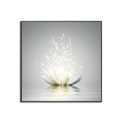 アートパネル ポ花 スター 蓮の花 絵画 インテリア 植物 壁掛け 花の絵 部屋 飾り絵 壁掛け装飾品 玄関に飾る絵 アルミ合金枠きの完成品 (60x60cm(24x24in),C)