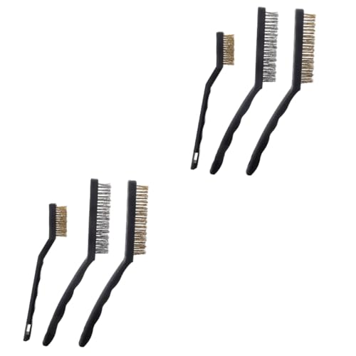 Unomor 2 Sets 7'' Brass 9'' Stainless Steel Wire Brush Set Groove Cleaner Detailing Brush for Kitchen Bathroom Automotive