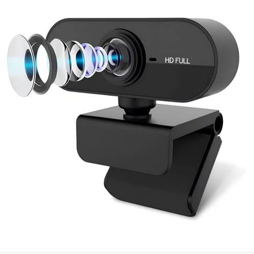 WebCam Full HD 1080p com microfone Home Office Videoconferências Preto