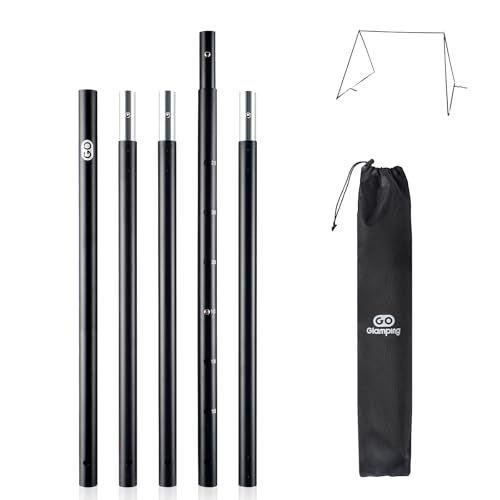 GOGlamping 新型 二又接続ポール 二又ポールの天井ポール 横ポール アルミ フタマタ 二股ポール 自立式ポール パップテント用 伸縮ポール 軽量 A6061 太さ19mm 長さ6段階調節可能 185-210CM 収納袋付き (二又接続ポール)