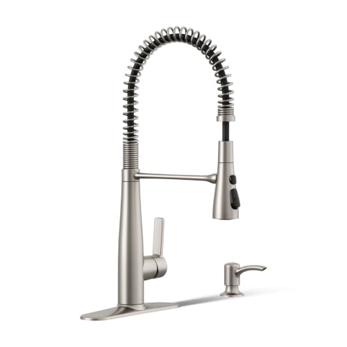 KOHLER K-R22745-SD-VS Semi-Professional Kitchen Sink Faucets with Soap Dispenser, Commercial Kitchen Faucets with Pull Down Sprayer, Vibrant Stainless