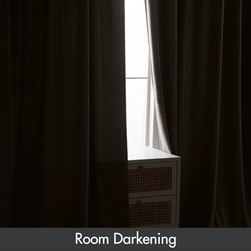 Image of MIULEE Taupe Blackout Velvet Curtains Drapes 96 Inch Long 52 inchx96 inch Bedroom