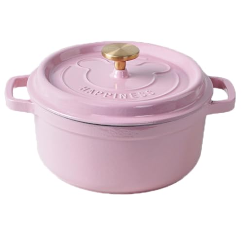 Olla Holandesa de Hierro Fundido Esmaltado de 3.7 L con Tapa, Resistente, Segura para Horno hasta 500°F, Olla de Cocina para Todas las Cocinas, Ideas para Lista de Bodas y Regalos,Rosado