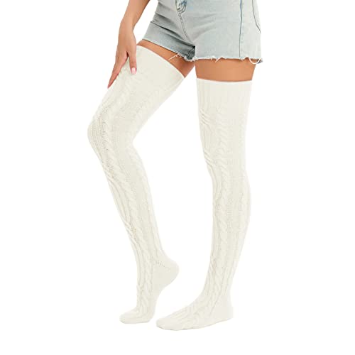 Image of Sexybody Women's Thigh High Socks Over the Knee Knit Socks, Winter Leg Warmers Stockings Knee High Tube Arctic Fleece