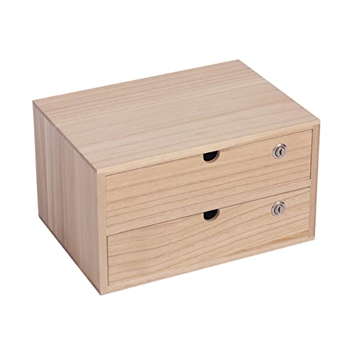 Bxwjg Caja De Almacenamiento De Escritorio con Cerradura, Organizador De Escritorio Cajones, Cajonera Escritorio Soporte para Monitor, 2 Capas, Madera Maciza (Size : 2 Layer) Cover