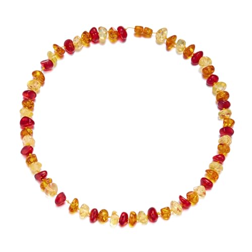 RINHOO Handmade Amber Necklace Irregular Baroque Beaded Choker Multicolor Statement Resin Jewelry Handcrafted Healing Necklace for Women Men (Multicolor-1)