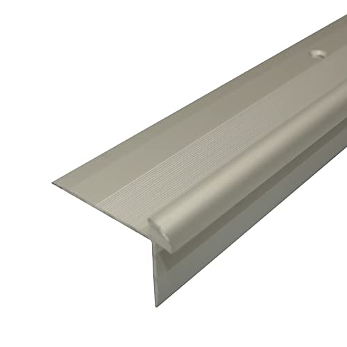 C29 42 x 28mm Anodised Aluminium LVT Stair Nosing Edge Profile for 5mm Flooring - Silver, 0.9m