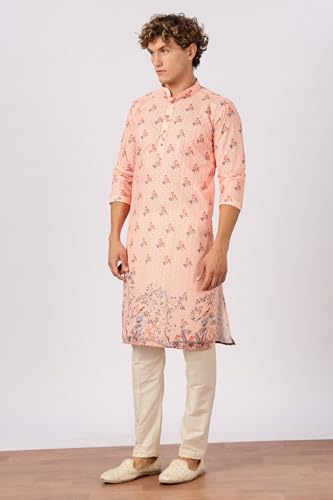 Image of BE ACTIVE Men's Cotton | Regular Fit Casual Mandarin Collar | Long Length Full Sleeves | Embroidered Indian Kurta