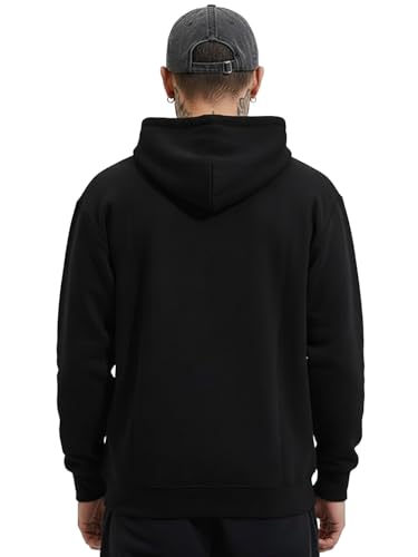 Image of LEOTUDE Loopknit Fleece Regular Fit Full Sleeve Hooded Sweatshirt Front Graphic Printed Jumper Hoodie for Men