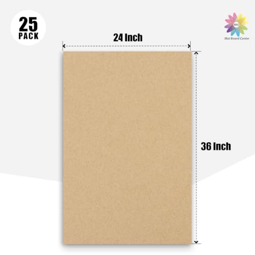 Image of Mat Board Center 24x36 Inch Corrugated Cardboard Sheets 25 Pack | Brown Large Flat Card Board Inserts, For Packing, Shipping, Mailing, DIY Crafts
