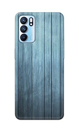 Image of Printed Hard Back Cover Case for Oppo Reno6 5G | Oppo Reno 6 5G Back Cover (Wooden Blue) -1302