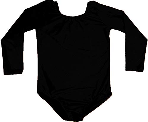 furein Maillot de Danza Ballet Gimnasia Leotardo Body Clásico Elástico para Niña de Manga Larga Cuello Redondo (8 años, Negro) Cover