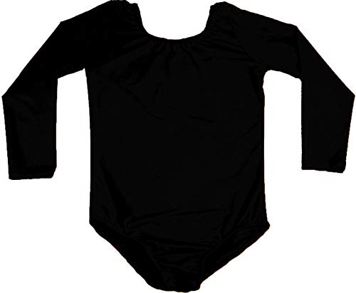 furein Maillot de Danza Ballet Gimnasia Leotardo Body Clásico Elástico para Niña de Manga Larga Cuello Redondo (6 años, Negro)