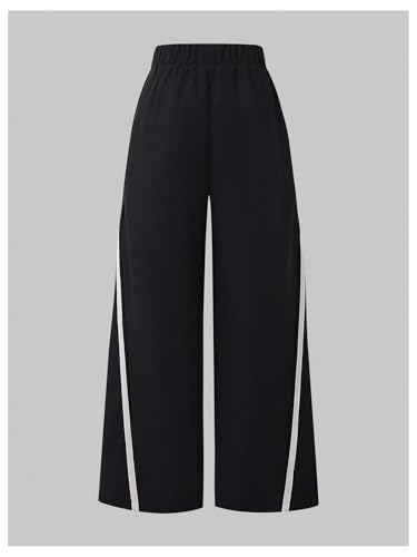 Boy's Baggy Sweatpants Elastic Waist Side Striped Track Pants Wide Leg Athletic Casual Trousers2