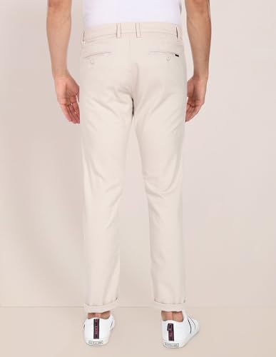 Image of U.S. Polo ASSN. Men's Regular Solid Textured Austin Trim Fit Mid Rise Casual Trousers