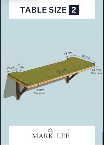 Image of MARK LEE Wall Mounted Ironing Board Foldable, Space Saving Iron Table for Home, Compact Wall Mount Ironing Station with Heavy Duty Brackets, Brown Color, 122 x 61 cm