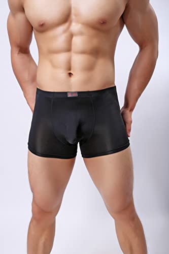 Men's Ice Silk Solid Color Separate Pouch Boxer Briefs2