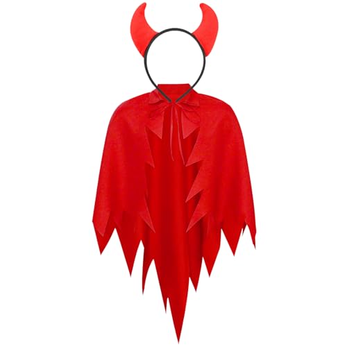 Disfarce de , disfarce de Dia das Bruxas, adequado para acessórios decorativos de festas de Halloween conjunto de papéis para crianças, adultos e meninas (vermelho)