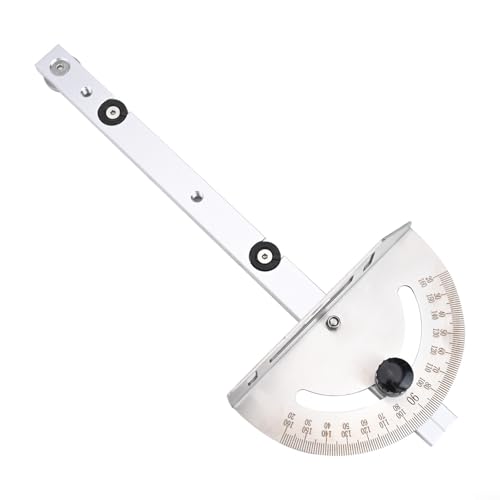 Pumixiy Medidor de inglete con rieles de óxido de aluminio de precisión, regla de ángulo ajustable y anillo de retención, para sierra de mesa, configuración de carpintería (A)