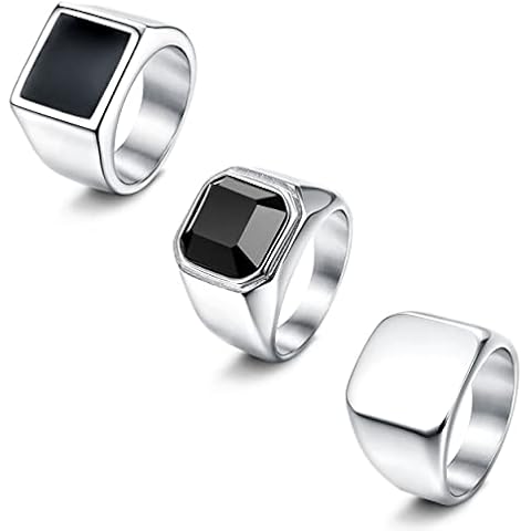 JeweBella Stainless Steel Signet Ring Set Cover