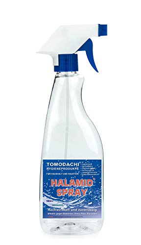 Giardien, Katze, Halamid Desinfektion, 10g Halamid für 2 prozentige, sprühfertige 500ml Desinfektionslösung zur Giardienbekämpfung. Mit Leitungswasser auffüllen, vor Gebrauch schütteln, desinfizieren.
