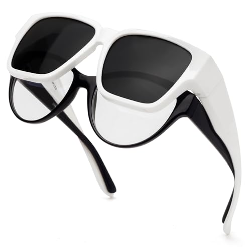 Image of Face Shadow Polarized Over Glasses Sunglasses for Men Women, Lightweight Fit Over Square Sun Glasses UV400 Protection -C8