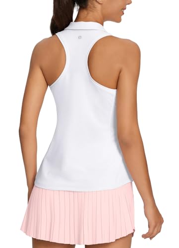BALEAF Womens Golf Shirt Sleeveless Tennis Tank Tops V-Neck Racerback Polo Collar UPF