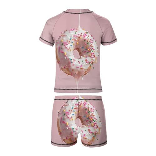 Sweet Doughnut Dripping GlazeChildren's Casual Swimsuit Set - Simple and Versatile10-12Y（150cm）3