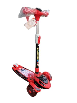 Ki Scooter Kids Scooter- 3 Wheel Try Scooter, 4 Adjustable Height Scooters for Kids, Lean to Steer with Extra-Wide PU Led Light Wheels, Kick Scooters for Boy & Girls Ages 3-14 (Red)