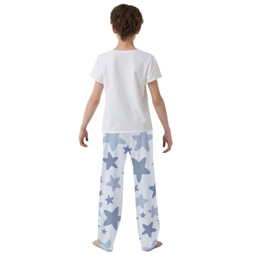 Boys' Pants Grey Purple Stars Long Bottoms Jogger Pants Elastic Waist Trousers with Pockets S-XL3